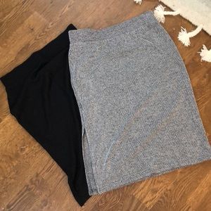Set of TWO Ribbed MIDI Skirts